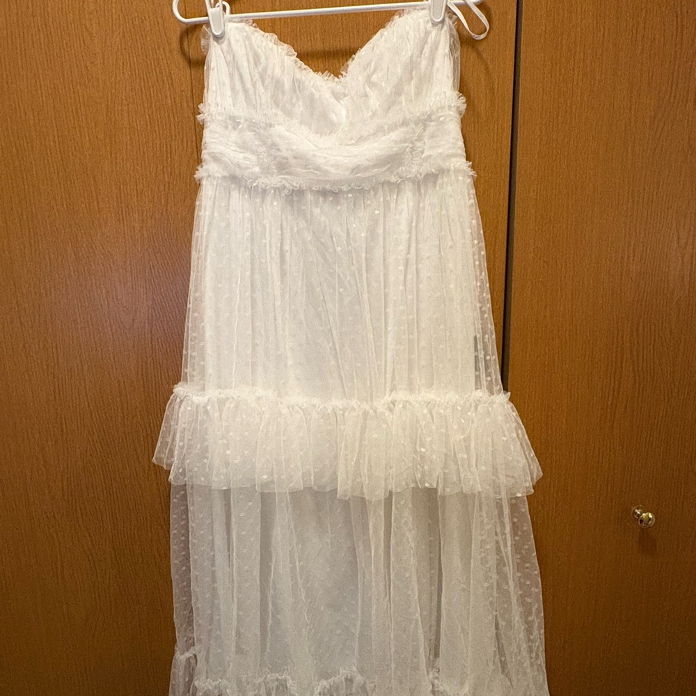 Lulus White Strapless Tiered Maxi Dress